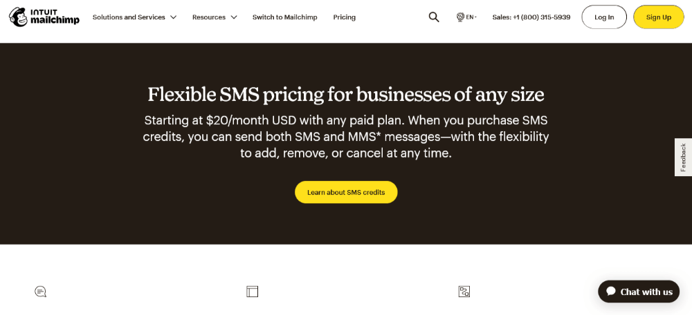 Mailchipm SMS pricing